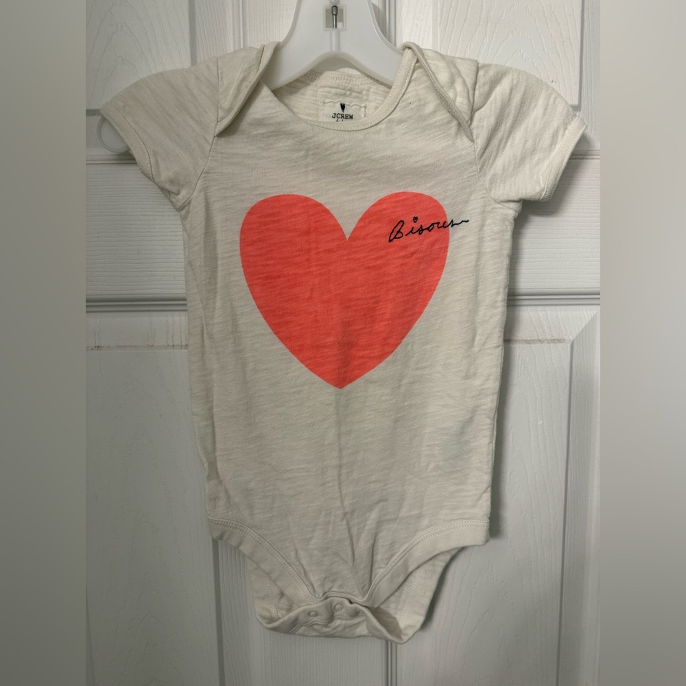 J.Crew Baby tan heart onesie